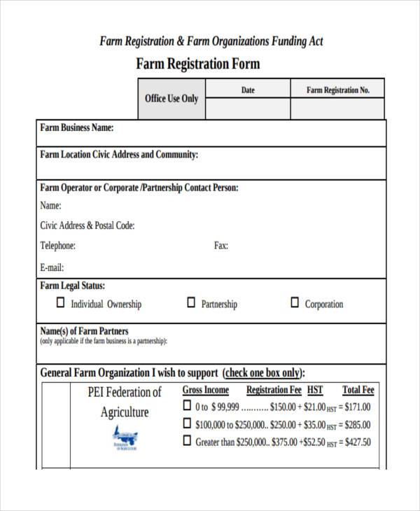 farmer registration form example