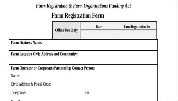 farmer registration form samples