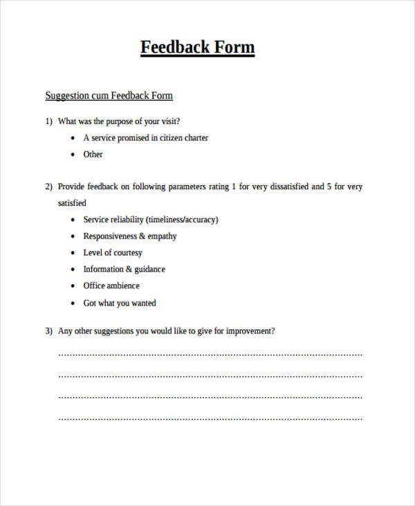 feedback form example