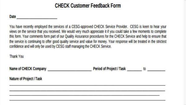 feedback form examples