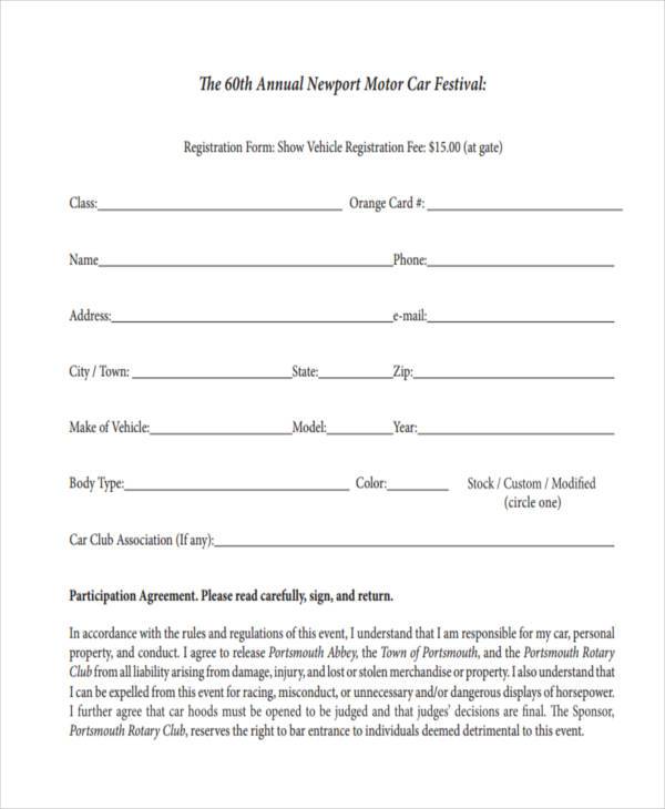 FREE 14+ Car Registration Form Samples, PDF, MS Word, Google Docs