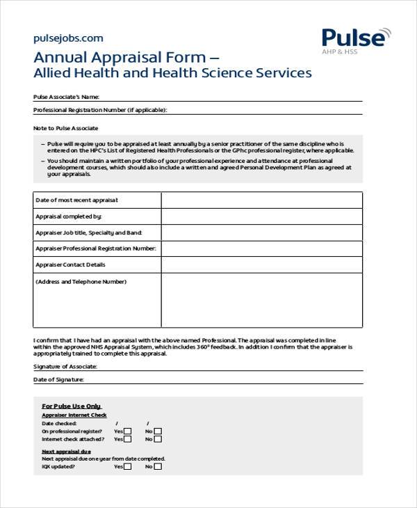 filing annual appraisal form
