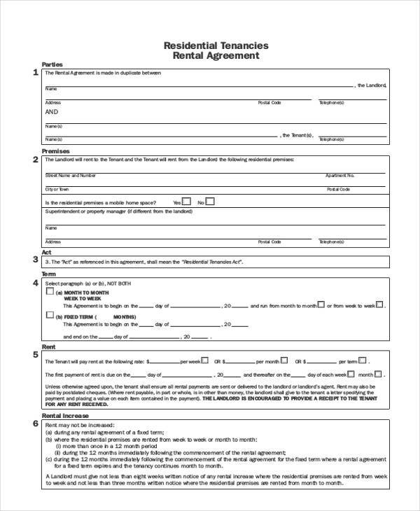 fillable commercial rental agreement form