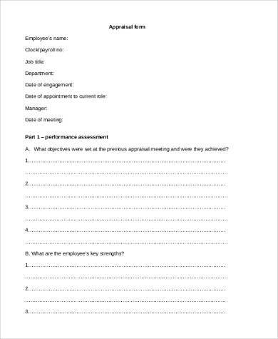 filled appraisal form example