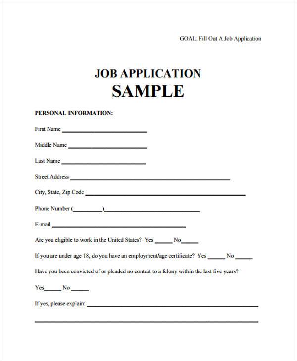 filling out employment application form