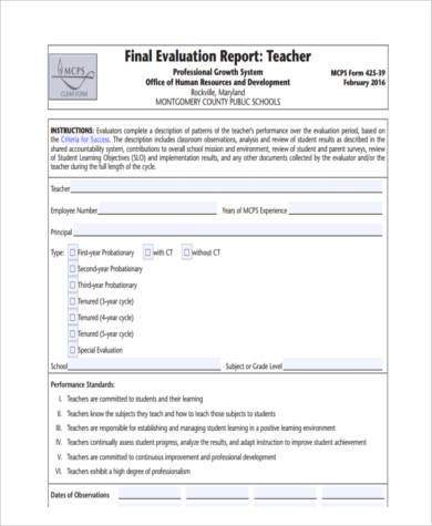 final evaluation report form