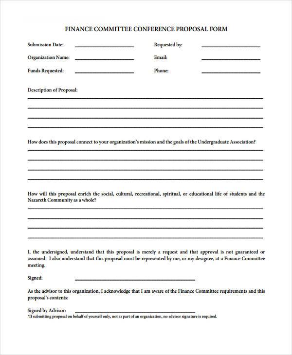 finance committee proposal form sample