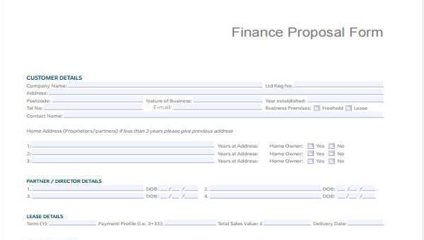 finance proposal form samples