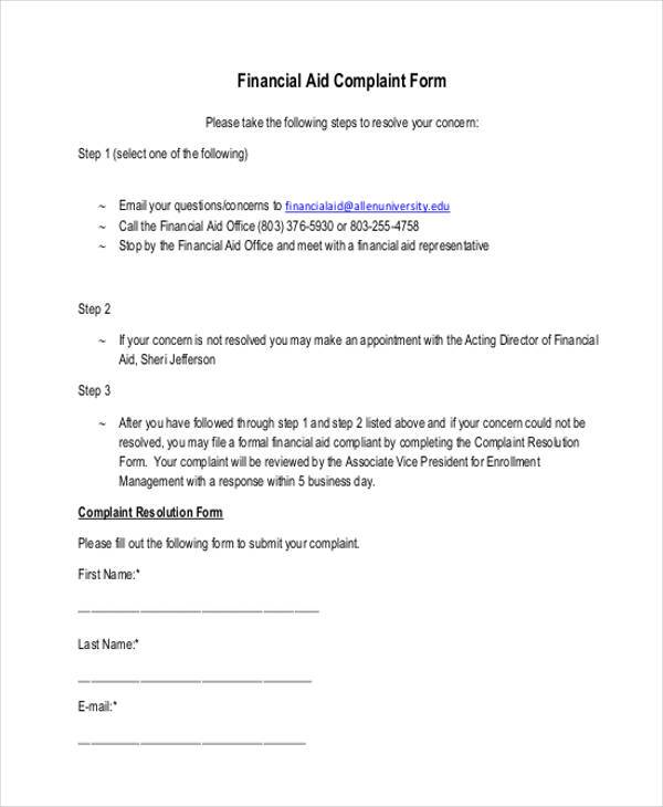 financial aid complaint form1