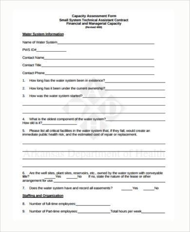 financial capacity assessment form