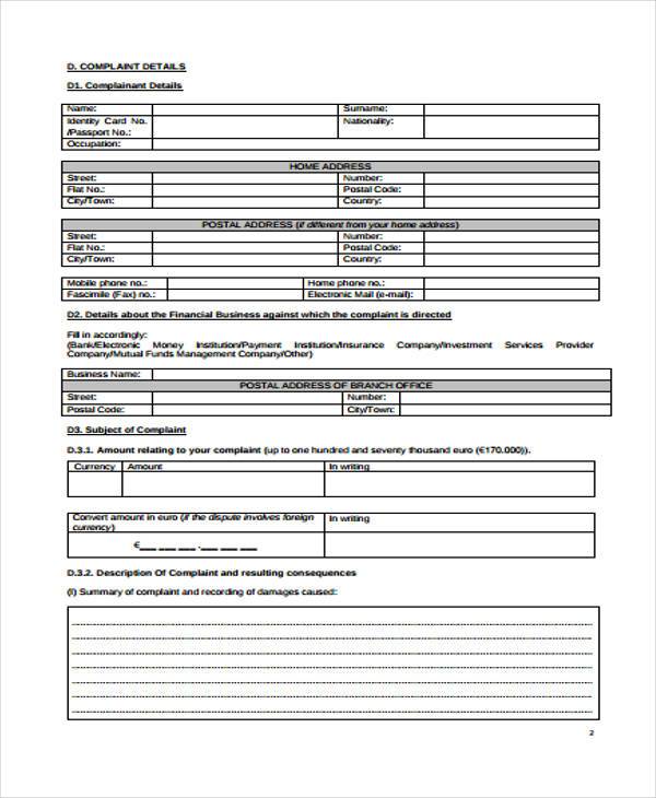 financial complaint form in pdf2