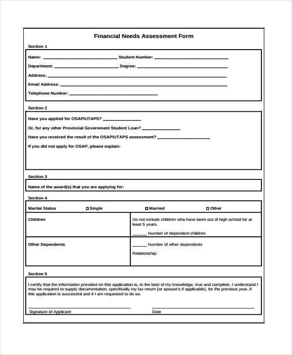 FREE 9+ Financial Assessment Forms in PDF | MS word | Excel