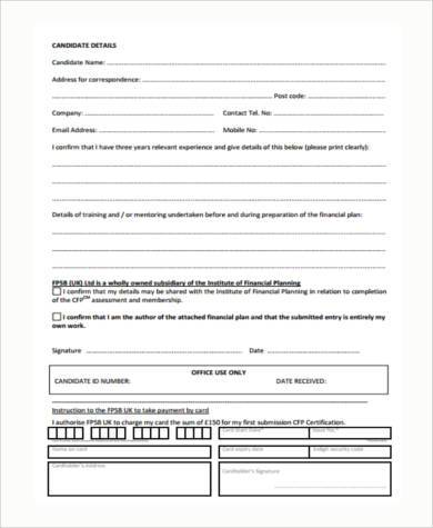 financial planning assessment form