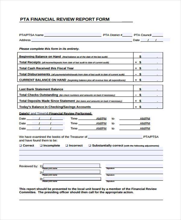 FREE 9 Sample Financial Review Forms In PDF MS Word Excel