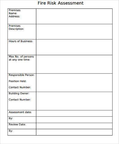 fire risk assessment form example