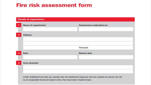 fire risk assessment form samples