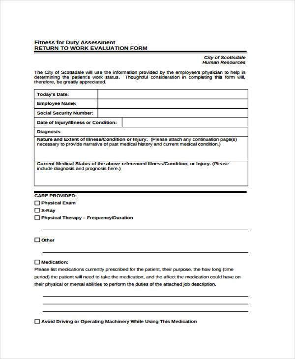 FREE 8 Fitness Evaluation Forms In PDF