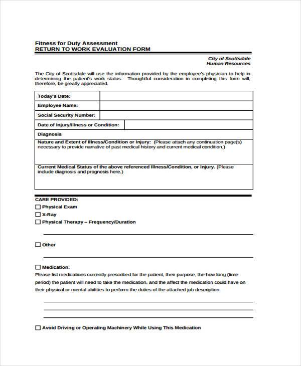FREE 8+ Fitness Evaluation Forms in PDF