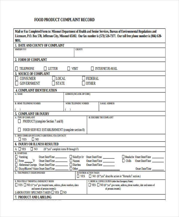 FREE 12+ Product Complaint Forms in PDF MS Word