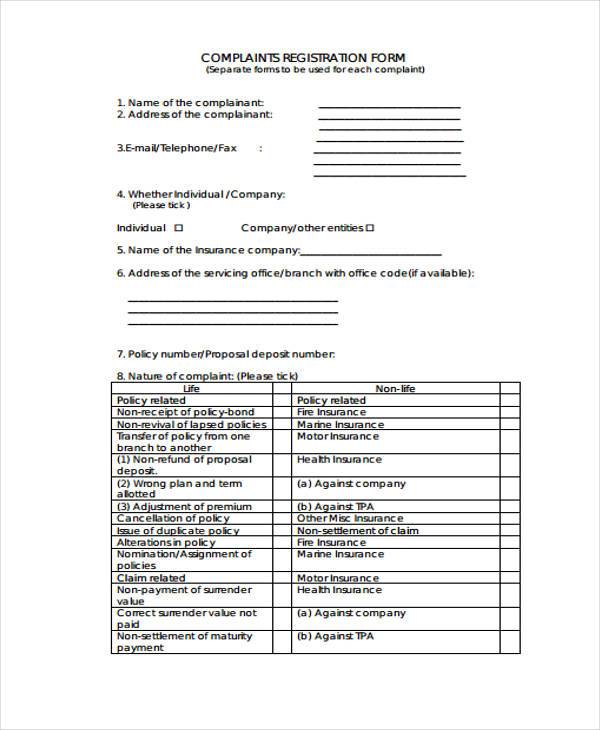 FREE 8+ Complaint Register Forms in PDF MS Word
