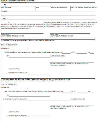 formal employee information release form