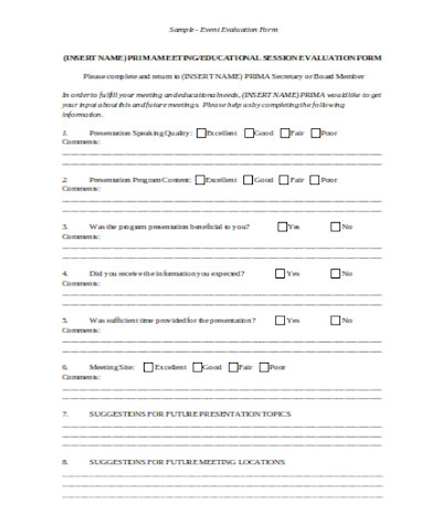 formal event survey form