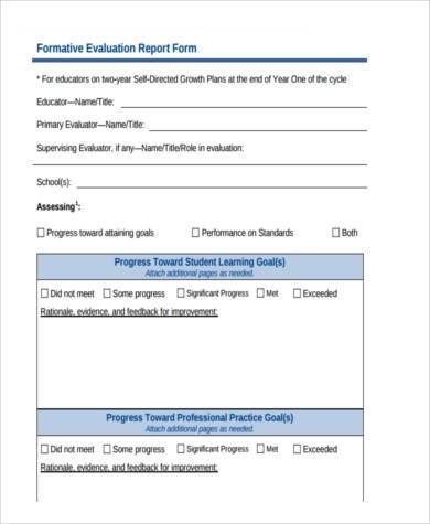 formative evaluation report form