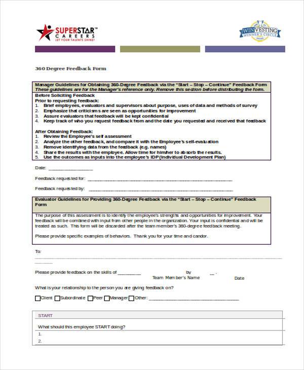 free 360 degree feedback form