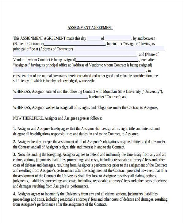 free assignment agreement form1