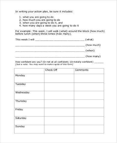 free blank action plan form