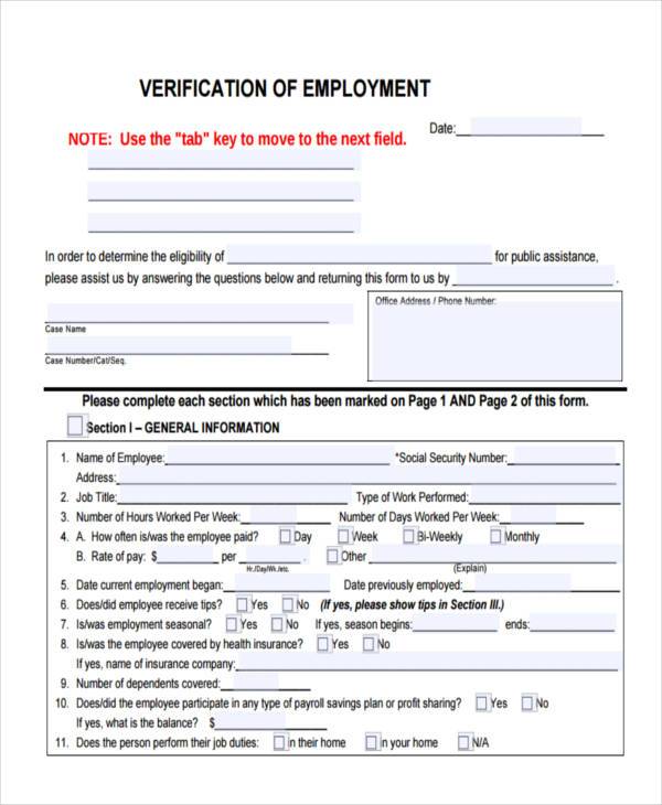 2024 Employment Verification Form Fillable Printable Pdf And Forms