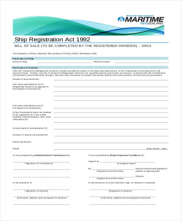 free business bill of sale form