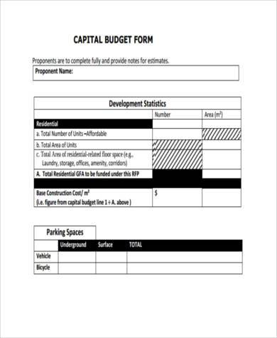 free capital budget form