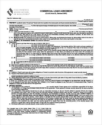 free commercial lease agreement form