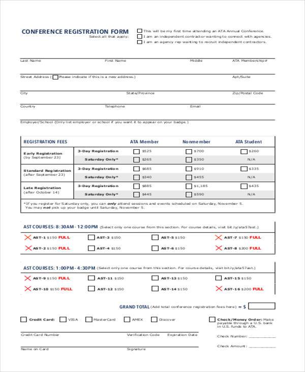 free conference registration form template