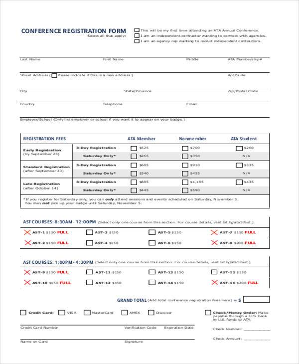 FREE 39 Registration Form Templates In PDF MS Word Excel