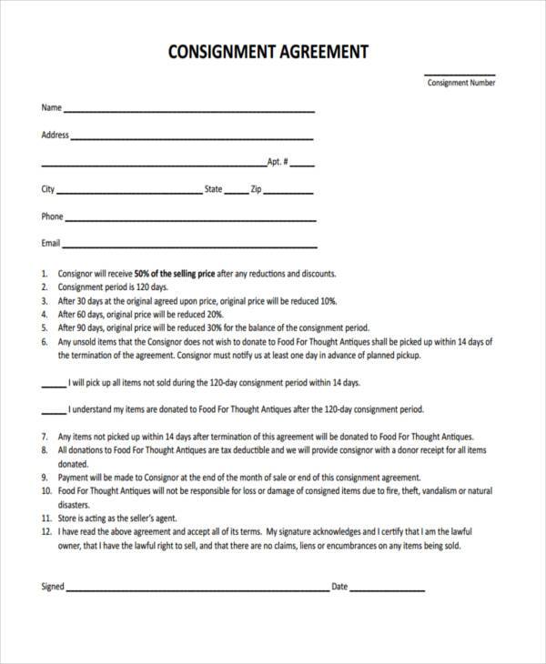 FREE 11 Consignment Agreement Forms In MS Word PDF FREE 11 Consignment Agreement Forms In MS Word PDF