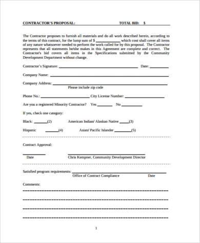 free construction proposal form