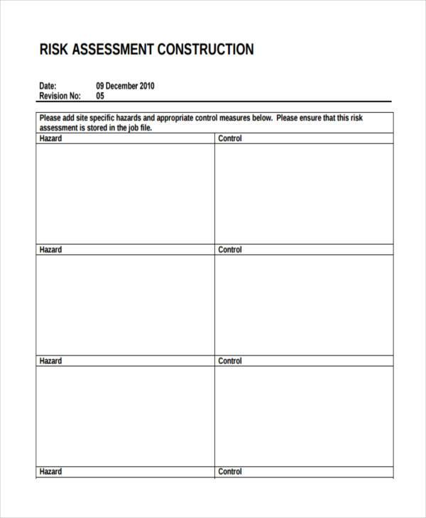 free construction risk assessment form1