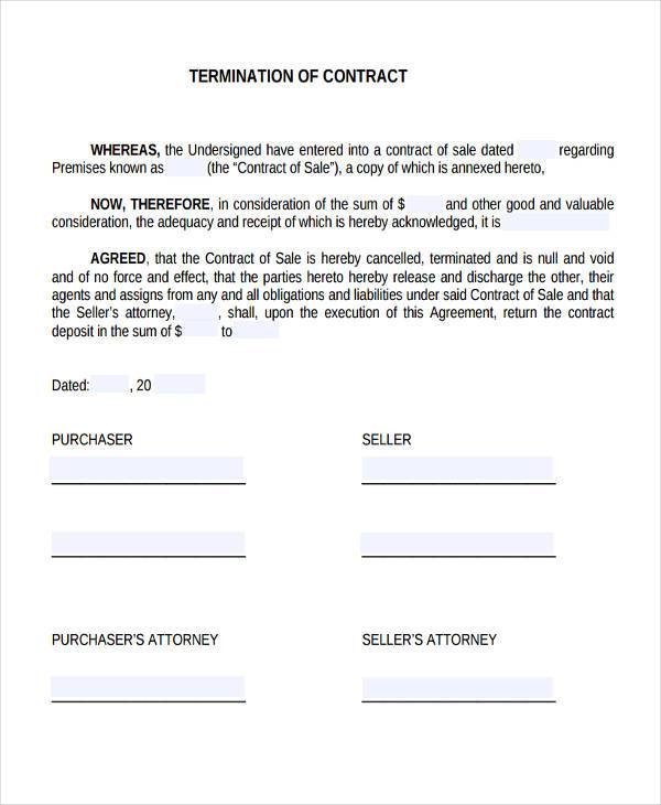 free contract termination agreement form