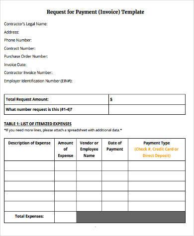 sample contractor payment form