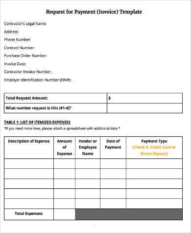 contractor expenses form