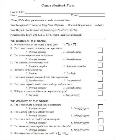 coursework feedback examples