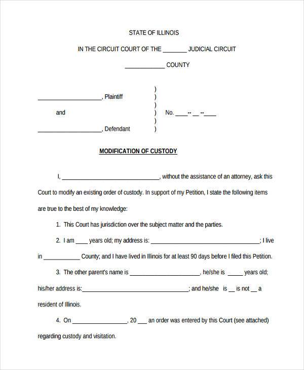free custody agreement form sample