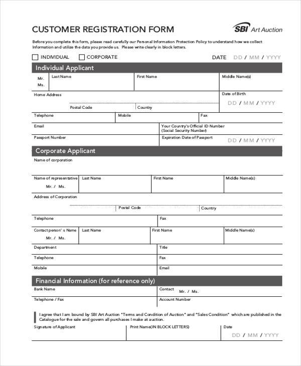 Registration Form Template Word Free