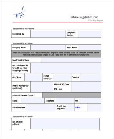 free customer registration form
