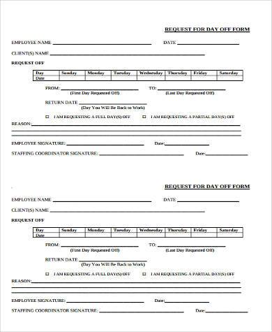 free day off request form