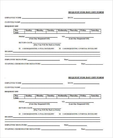 FREE 12+ Day Off Request Form Samples, PDF, MS Word, Google Docs