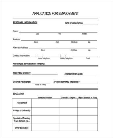 Job Application Form Sample - 9+ Free Documents in Word, PDF