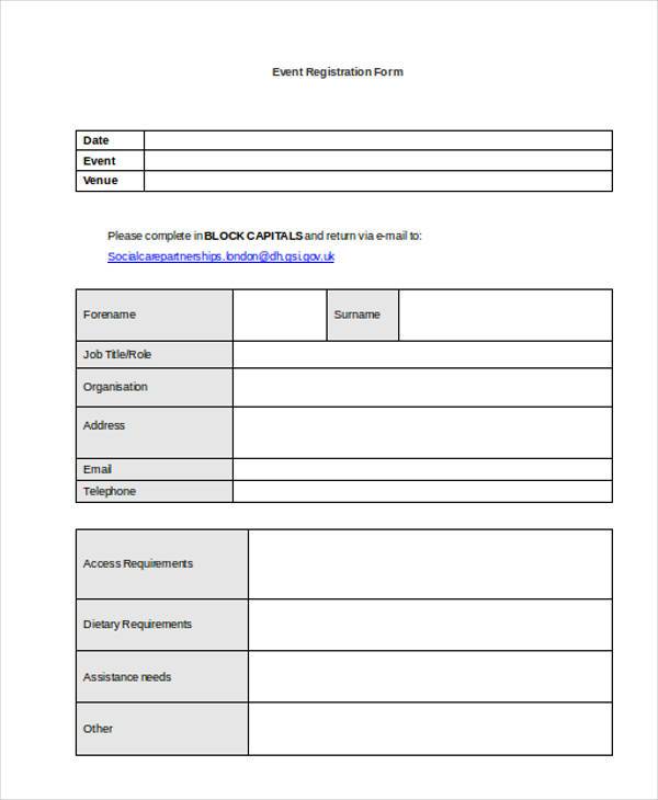 free event registration form word